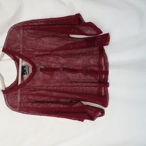 Noelle Burgundy Sheer Sweater NWOT